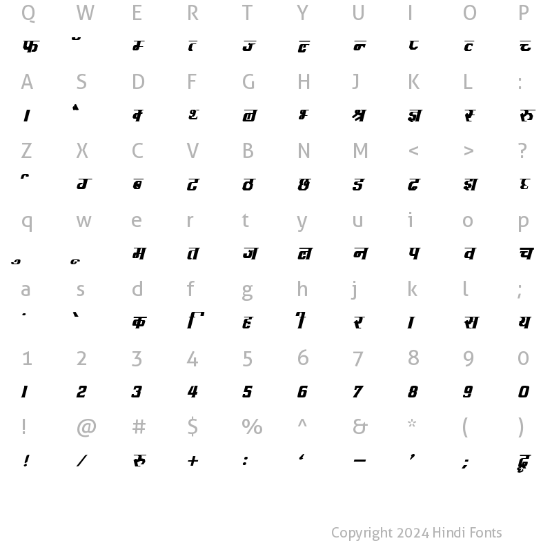 Character Map of DevLys 090 Bold Italic