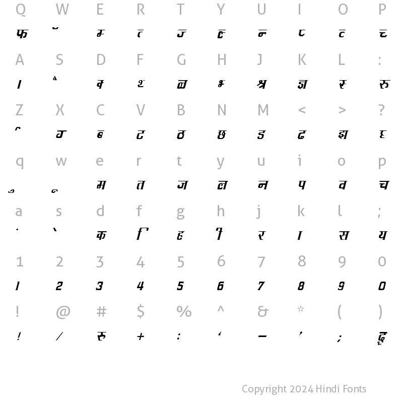 Character Map of DevLys 090 Italic