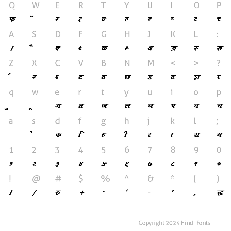 Character Map of DevLys 120 Bold Italic