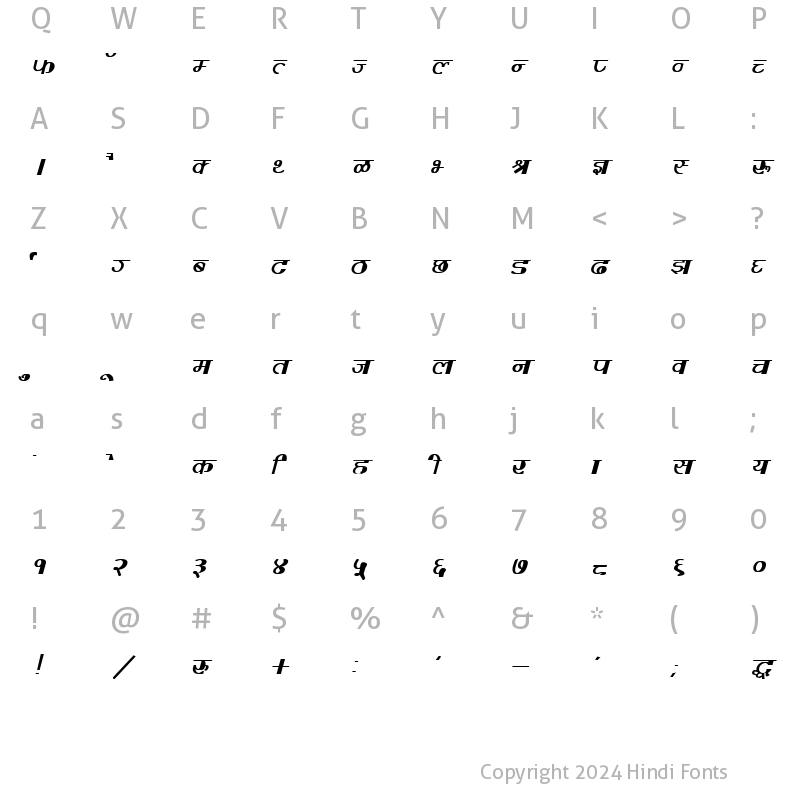 Character Map of DevLys 220 Bold Italic