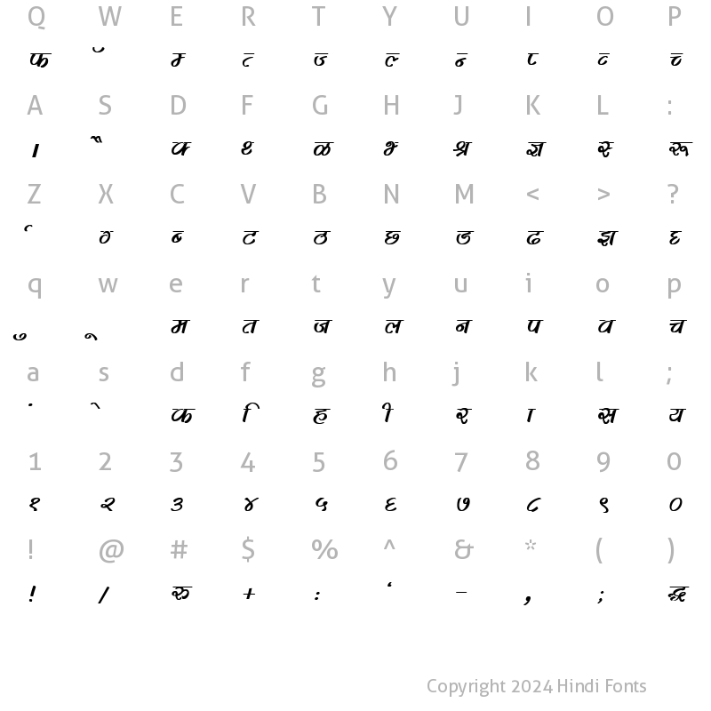 Character Map of DevLys 280 Bold Italic