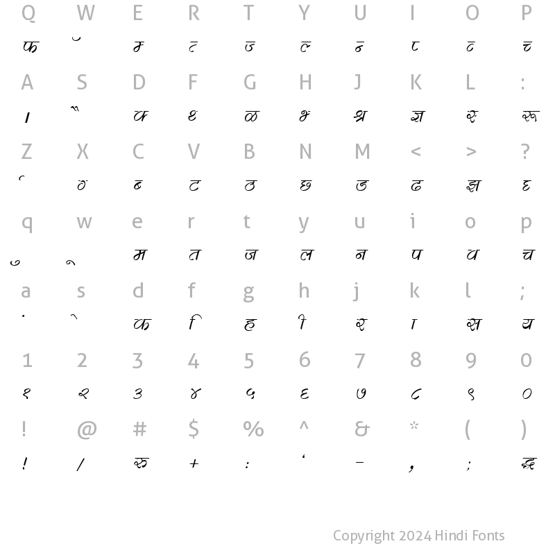 Character Map of DevLys 280 Italic