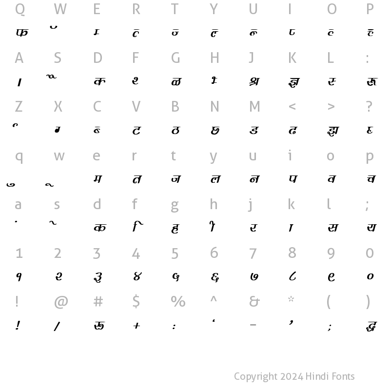 Character Map of DevLys 300 Bold Italic