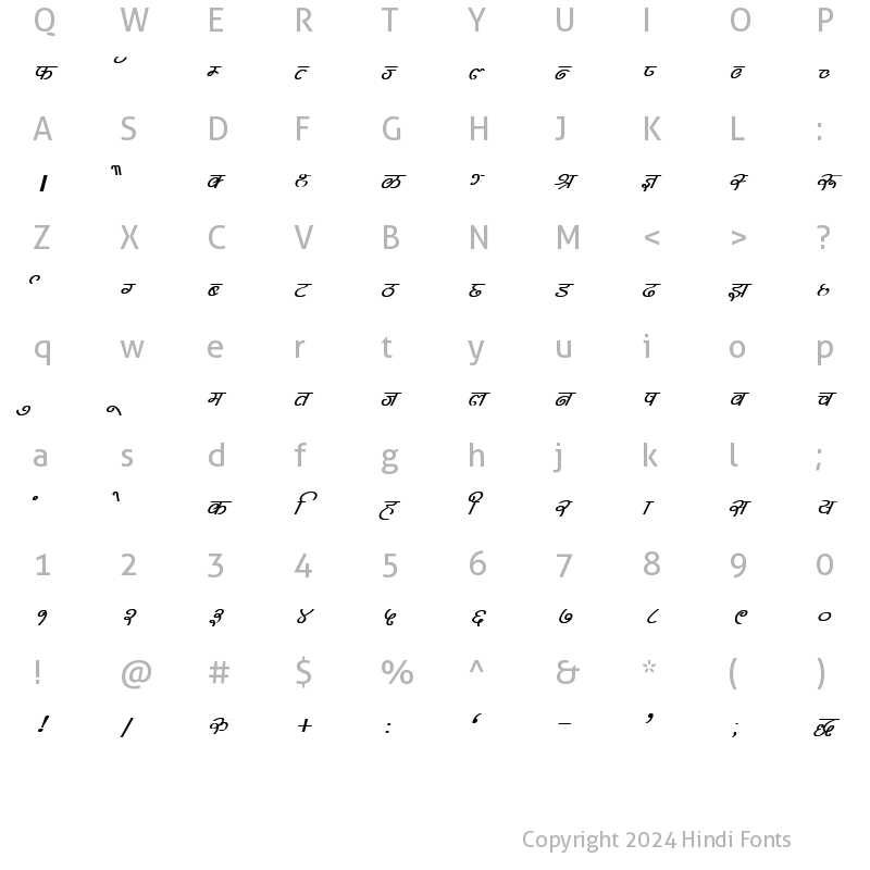 Character Map of DevLys 310 Bold Italic