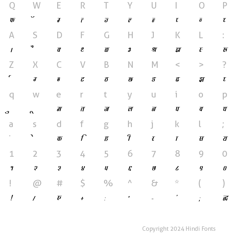 Character Map of DevLys 340 Bold Italic