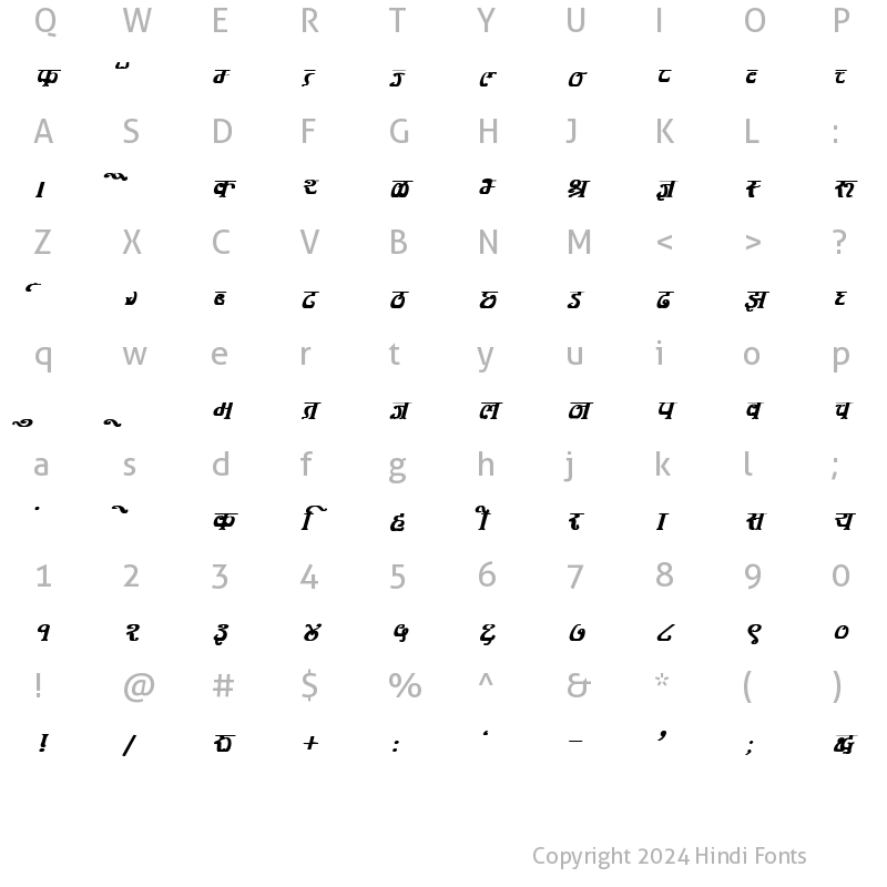 Character Map of DevLys 350 Bold Italic