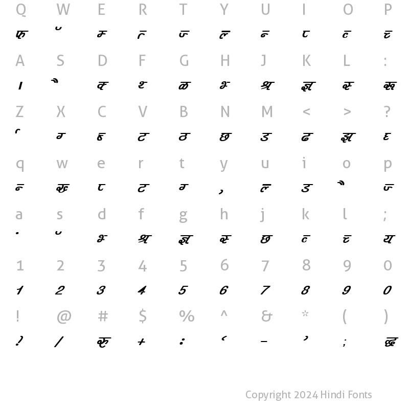 Character Map of DevLys 400 Bold Italic