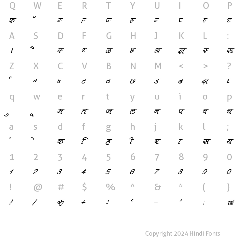 Character Map of DevLys 400 Italic
