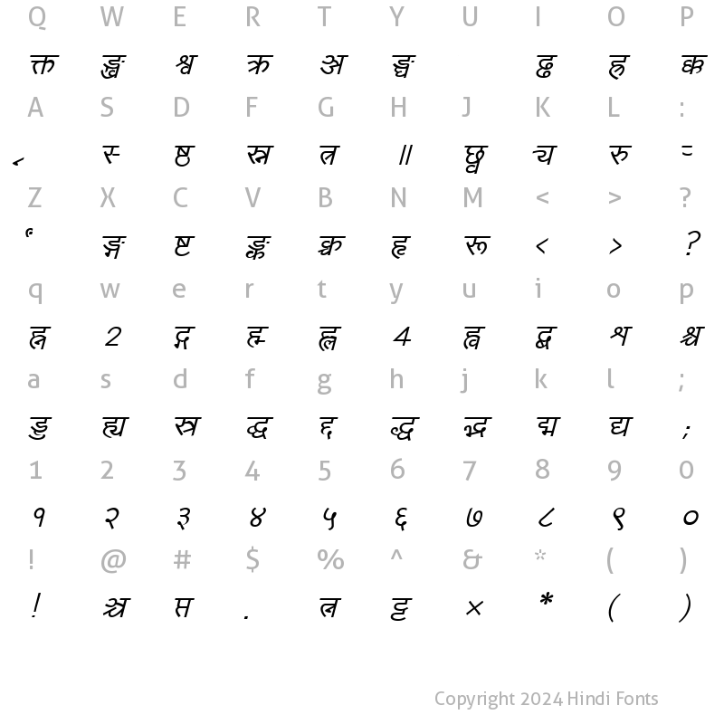 Character Map of Yogeshweb Italic