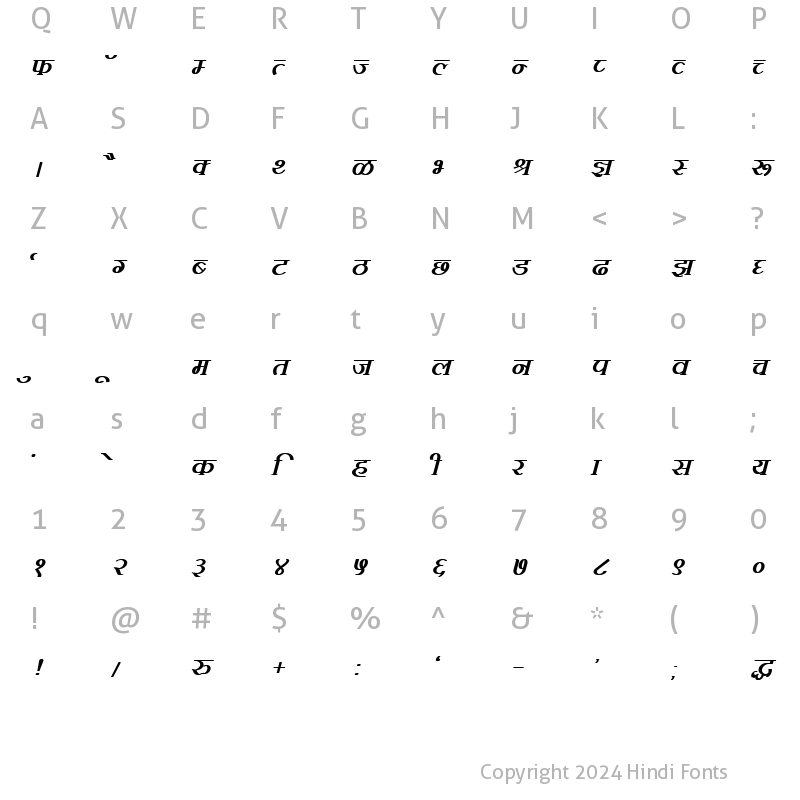 Character Map of DevLys 100 Bold Italic