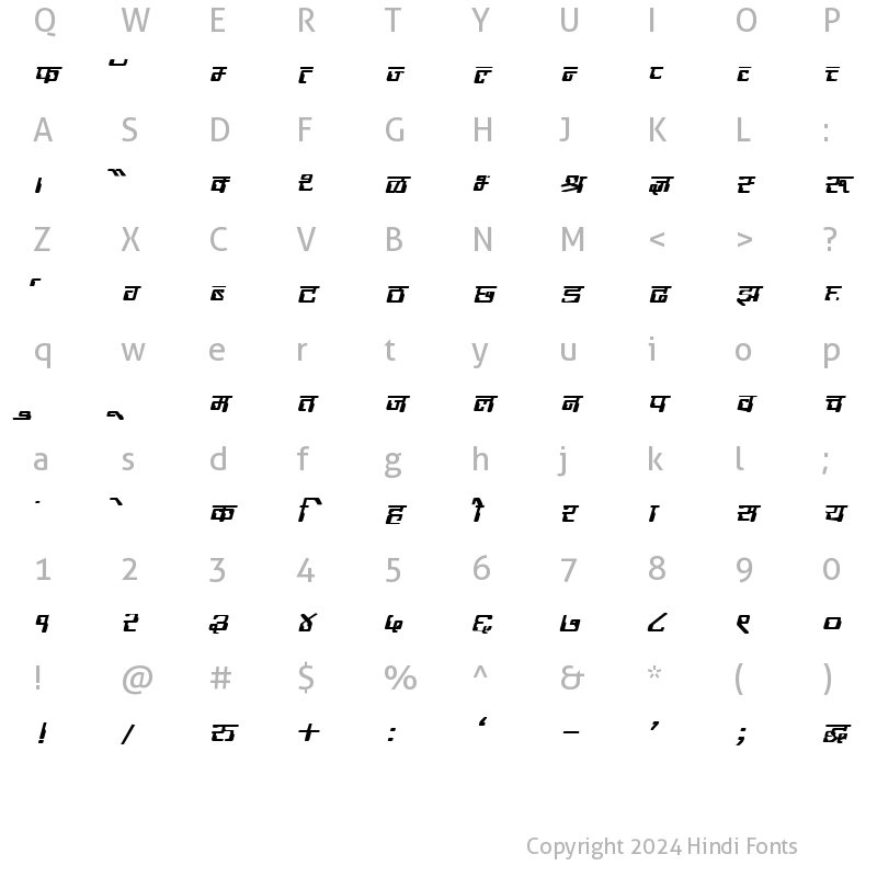 Character Map of DevLys 190 Bold Italic