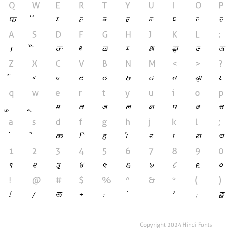 Character Map of DevLys 300 Italic