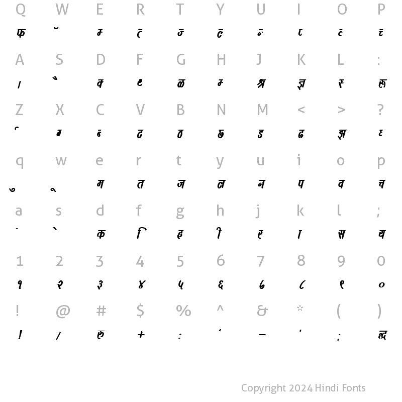 Character Map of DevLys 390 Bold Italic